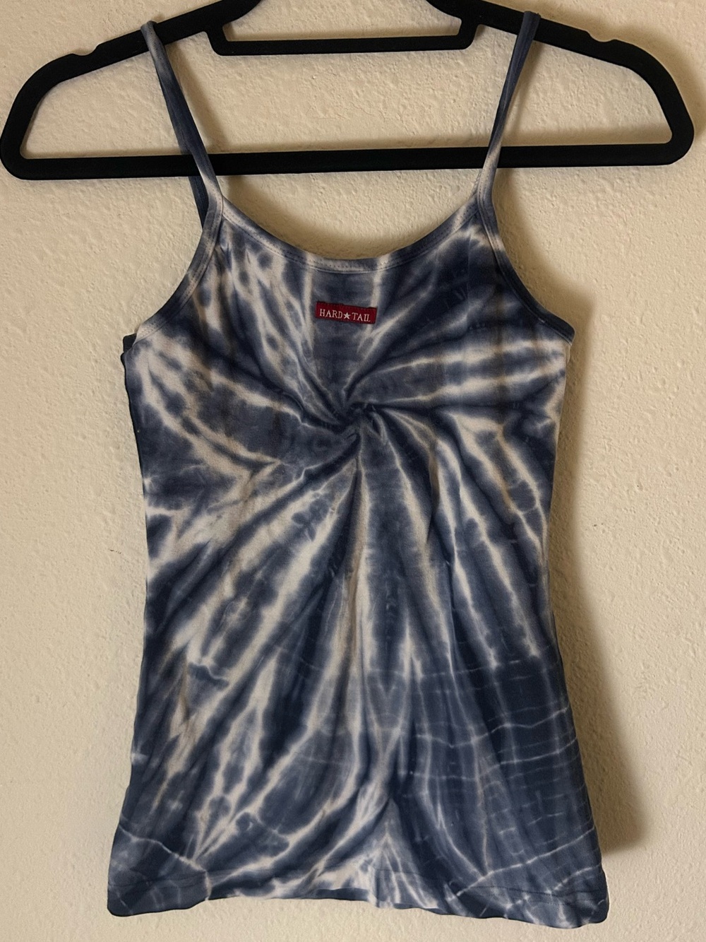 Vintage Hard Tail Navy & White Cotton Twist-Front Tie-Dye Camisole